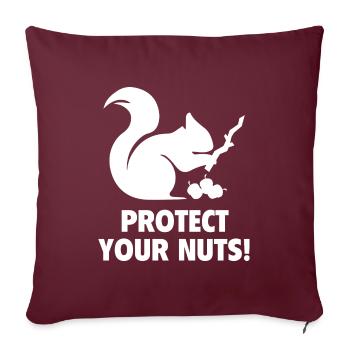 Protégez vos noix - Housse de coussin décorative 45 x 45 cm - bordeaux - Devant