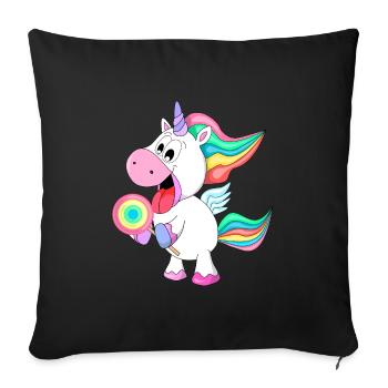 cute unicorn with lollipop gift for adorable - Sofa pillowcase 17,3'' x 17,3'' (45 x 45 cm) - black - Front