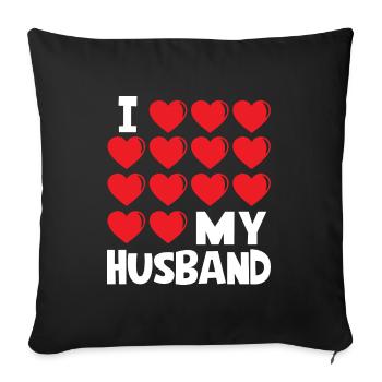 J'aime mon mari - Housse de coussin décorative 45 x 45 cm - noir - Devant