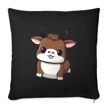 Cute Cow, Bull, Ox, Buffalo Illustration - Sofa pillowcase 17,3'' x 17,3'' (45 x 45 cm) - black - Front