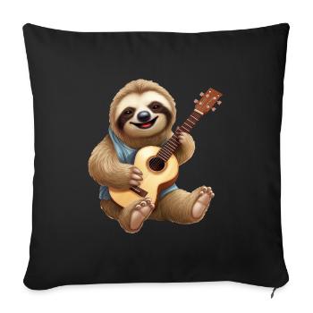Sloth guitarist: acoustic melodies in slow motion - Sofa pillowcase 17,3'' x 17,3'' (45 x 45 cm) - black - Front