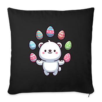 Cartoon Eisbär Osterei Design - Sofakissenbezug 45 x 45 cm - Schwarz - Vorne