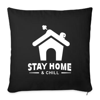Restez à la maison et détendez-vous - Housse de coussin décorative 45 x 45 cm - noir - Devant