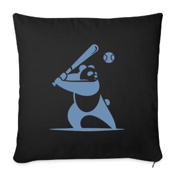 Minimalistische Panda-Baseball-Silhouette - Sofakissenbezug 45 x 45 cm - Schwarz - Vorne