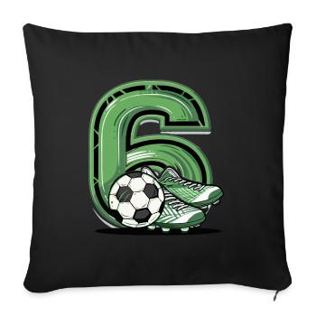 Football 6 years - Sofa pillowcase 17,3'' x 17,3'' (45 x 45 cm) - black - Front