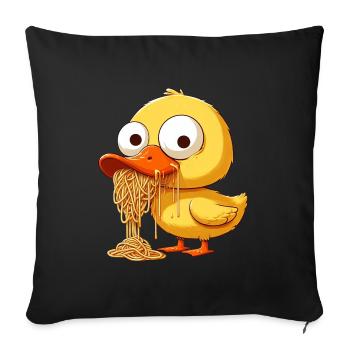 Cute Duck Clumsy Spaghetti Lover - Sofa pillowcase 17,3'' x 17,3'' (45 x 45 cm) - black - Front
