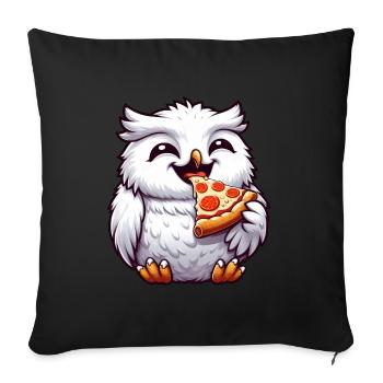 Eule Schneeeule Pizza Pizzaliebhaber - Sofakissenbezug 45 x 45 cm - Schwarz - Vorne