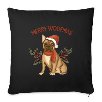 Joyeux Woofmas - Joyeux Noël Boston Terrier - Housse de coussin décorative 45 x 45 cm - noir - Devant