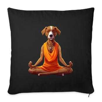 Yoga pour chien / Chien Yogi - Housse de coussin décorative 45 x 45 cm - noir - Devant