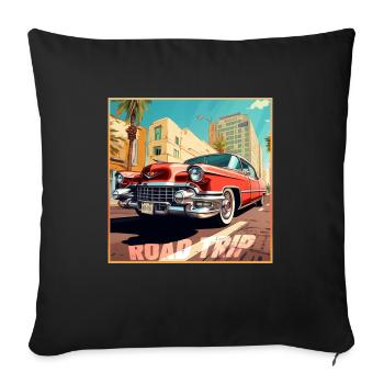 Road Trip,Car,America,Catoon Look - Sofakissenbezug 45 x 45 cm - Schwarz - Vorne