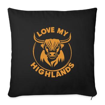 Mon bétail des Highlands que j’aime Highlands - Housse de coussin décorative 45 x 45 cm - noir - Devant