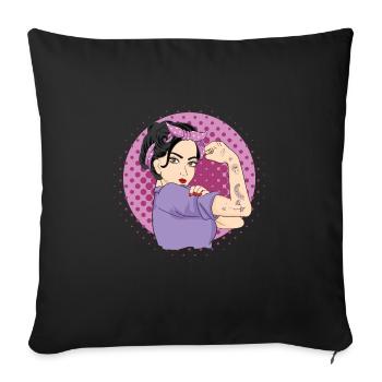 Strong woman - Sofa pillowcase 17,3'' x 17,3'' (45 x 45 cm) - black - Front
