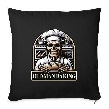 Old Man Baking Skull with Baker's Hat with Bread - Sofa pillowcase 17,3'' x 17,3'' (45 x 45 cm) - black - Front