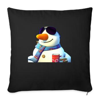 Bonhomme de neige avec café et lunettes de soleil - Housse de coussin décorative 45 x 45 cm - noir - Devant