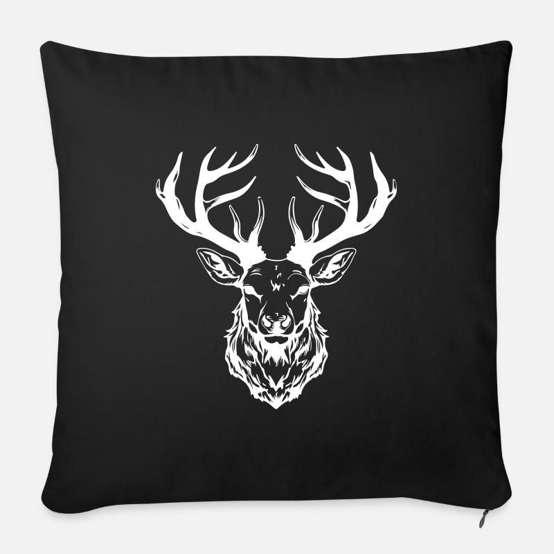 Tête de cerf - Housse de coussin décorative 45 x 45 cm - noir