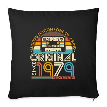 1979 Vintage Anniversaire Vintage Rétro - Housse de coussin décorative 45 x 45 cm - noir - Devant