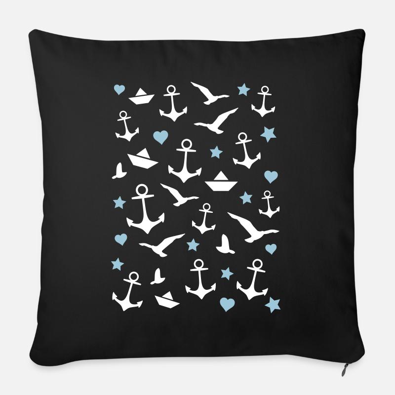 Modèle d'ancrage Maritim - Housse de coussin décorative 45 x 45 cm - noir