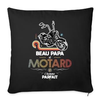 Beau papa et motard l homme parfait - Housse de coussin décorative 45 x 45 cm - noir - Devant
