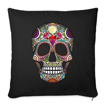 Sugar Skull Jour des Morts - Housse de coussin décorative 45 x 45 cm - noir - Devant