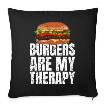Les hamburgers sont ma thérapie Restauration rapide - Housse de coussin décorative 45 x 45 cm - noir - Devant