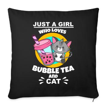 Bubble Tea Bubble Tea Girl Cadeau - Housse de coussin décorative 45 x 45 cm - noir - Devant