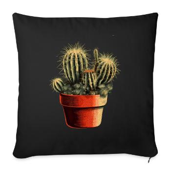 Small green cactus in a flower pot - Sofa pillowcase 17,3'' x 17,3'' (45 x 45 cm) - black - Front