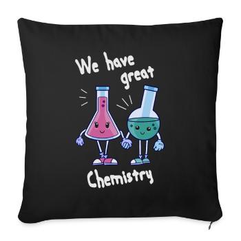 We have great Chemistry, Laboratory Flasks in Love - Sofa pillowcase 17,3'' x 17,3'' (45 x 45 cm) - black - Front