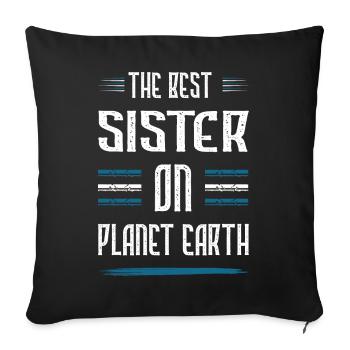 Best Sister Saying - Sofa pillowcase 17,3'' x 17,3'' (45 x 45 cm) - black - Front