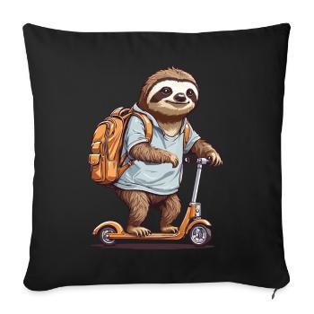 Sloth Student First Day of School Enrollment - Sofa pillowcase 17,3'' x 17,3'' (45 x 45 cm) - black - Front