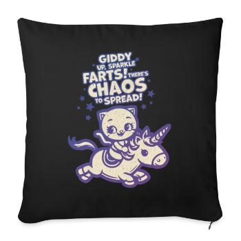 Sparkle Farts - Kitten & The Unicorn - Sofa pillowcase 17,3'' x 17,3'' (45 x 45 cm) - black - Front