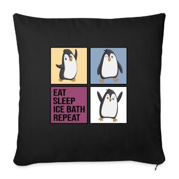 eisbader bain de glace hiverbader manger sommeil bain de glace - Housse de coussin décorative 45 x 45 cm - noir - Devant