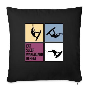 wakeboard wakeboarder cable wasserratte repeat - Sofakissenbezug 45 x 45 cm - Schwarz - Vorne