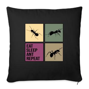 ameise repeat antityp retro ant ants ameisen anti - Sofakissenbezug 45 x 45 cm - Schwarz - Vorne