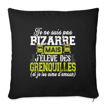 Grenouille Amphibien Cadeau Humour Étang Rainette - Housse de coussin décorative 45 x 45 cm - noir - Devant