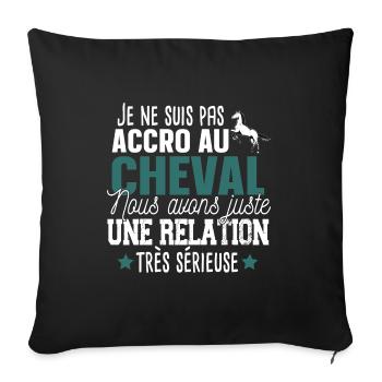 Cheval Chevaux Equitation Cadeau Cavalier Humour - Housse de coussin décorative 45 x 45 cm - noir - Devant
