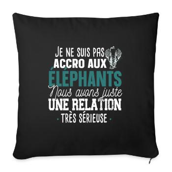 Éléphant Animal Cadeau Humour Safari Trompe Dumbo - Housse de coussin décorative 45 x 45 cm - noir - Devant