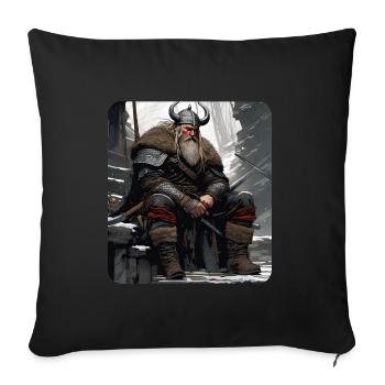 Fier guerrier viking germanique - Housse de coussin décorative 45 x 45 cm - noir - Devant