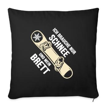 Snowboard Snowboarder Softboot "Schnee & Brett" - Sofakissenbezug 45 x 45 cm - Schwarz - Vorne