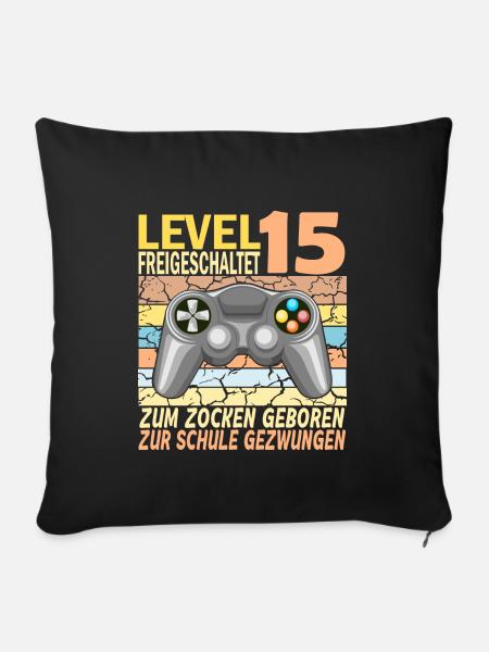 15. Geburtstag Gamer zur Schule gezwungen - Sofakissenbezug 45 x 45 cm - Schwarz