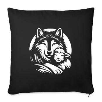Wolf and lamb, we can all be friends - Sofa pillowcase 17,3'' x 17,3'' (45 x 45 cm) - black - Front
