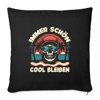 Skull mit Basecap Sonnenbrille am Strand - Sofakissenbezug 45 x 45 cm - Schwarz - Vorne