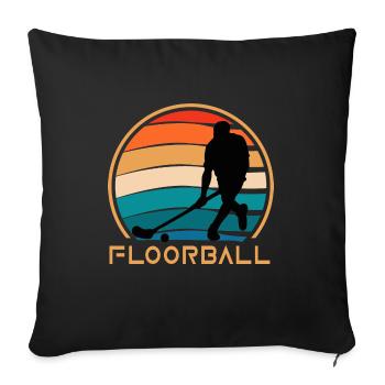 floorball bandy floorball joueur floorball - Housse de coussin décorative 45 x 45 cm - noir - Devant