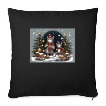 Christmas kittens - Sofa pillowcase 17,3'' x 17,3'' (45 x 45 cm) - black - Front