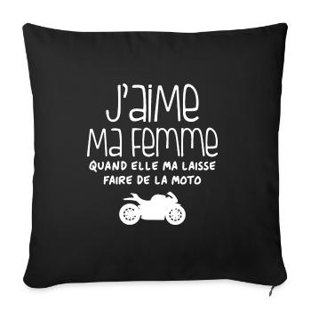 J'aime quand ma femme me laisse faire de la moto - Housse de coussin décorative 45 x 45 cm - noir - Devant