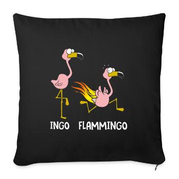 Ingo Flammingo - Sofakissenbezug 45 x 45 cm - Schwarz - Vorne