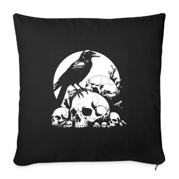 Big mystical raven sitting on sculls - Sofa pillowcase 17,3'' x 17,3'' (45 x 45 cm) - black - Front