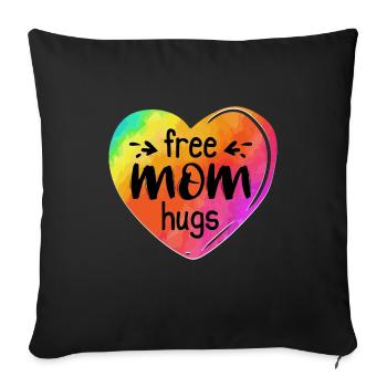 LGBTQIA LGBT Free Mom Hugs Rainbow Heart Gay Pride - Sofakissenbezug 45 x 45 cm - Schwarz - Vorne