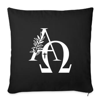 Cadeau de croix de croix et alpha-chrétienne - Housse de coussin décorative 45 x 45 cm - noir - Devant