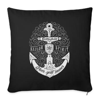 Baltic Sea love sea is always - anchor - Sofa pillowcase 17,3'' x 17,3'' (45 x 45 cm) - black - Front