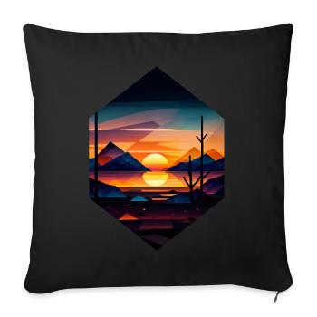 Sunset Geometric Landscape Design - Sofa pillowcase 17,3'' x 17,3'' (45 x 45 cm) - black - Front